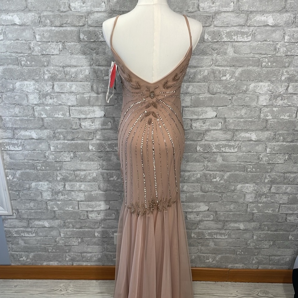 Xscape Blush Beaded Mesh Maxi Dress - Picture 5 of 13